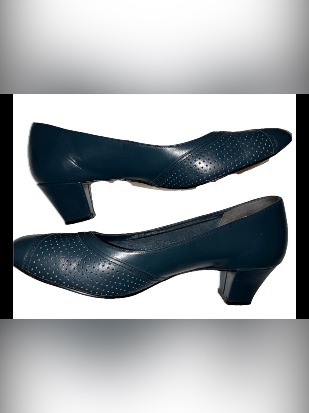 VTG Naturalizer Classic-Pumps Low Heels Navy Leather Sz 7